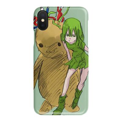 绿色插画可爱二次元不良少女