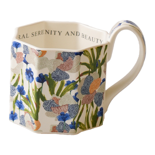 舍里法式轻奢复古鸢尾花八角马克杯高级感咖啡杯精致小众女生礼物