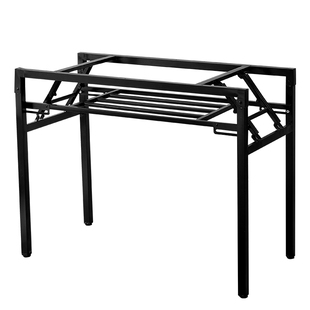 折叠桌架子长条桌支架双层单层铁架桌子腿折叠铁艺桌架简约银色架