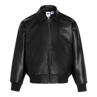 adidas阿迪达斯三叶草PU皮夹克2026春男加绒保暖大LOGO外套IA7525