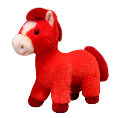站姿小马驹毛绒玩具红色白色棕色