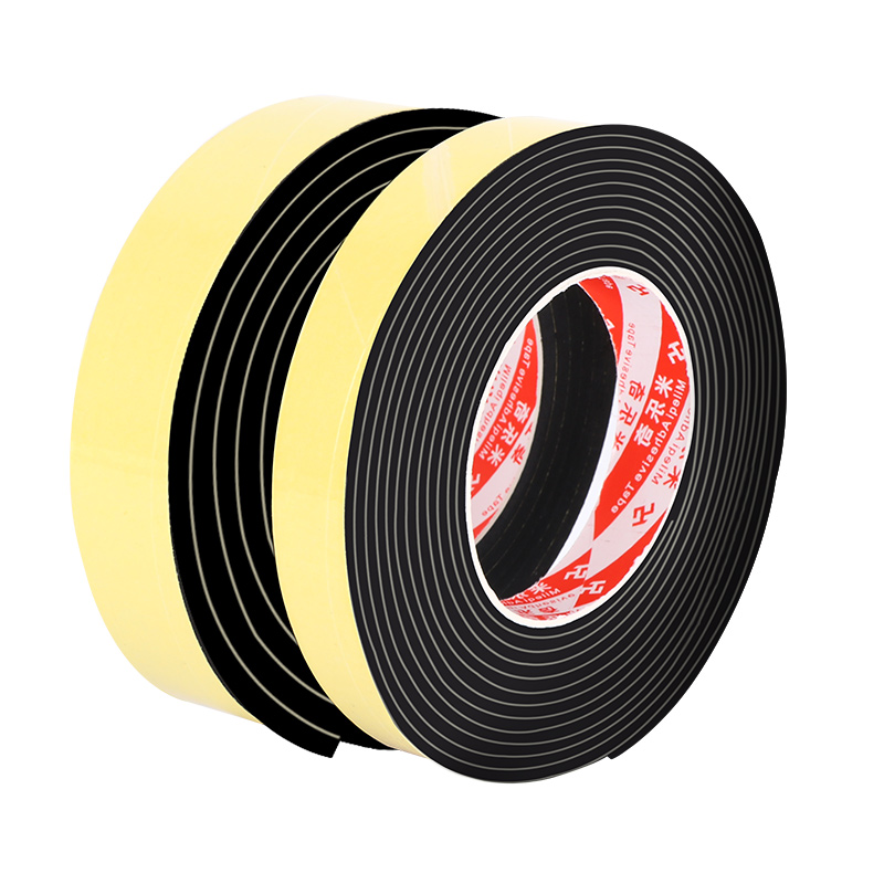 海绵胶带单面泡沫垫条汽车隔音缓冲强粘力EVA黑色单面胶贴高粘度防震防撞门窗密封泡沫泡棉胶条1-2-3-8mm加厚