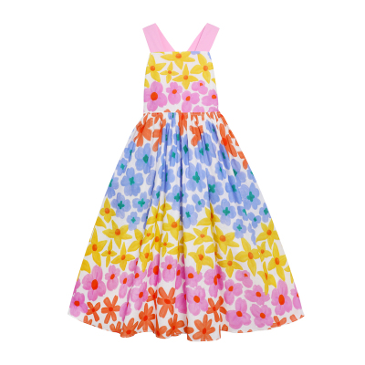 海岛花花亚麻度假连衣裙碎花裙