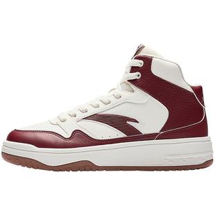 安踏街顽3高帮板鞋男鞋新年款红色鞋子皮面好事发生冬季运动鞋男