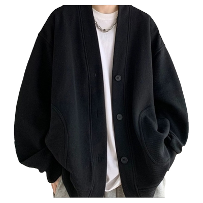 纯黑色日系慵懒风外套男潮