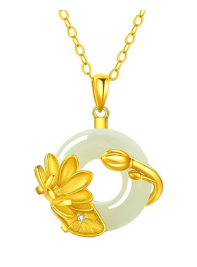 和田玉平安扣足银项链母亲节礼物