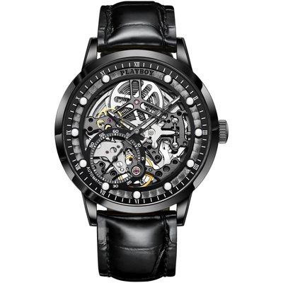 花花公子学生镂空机械男表