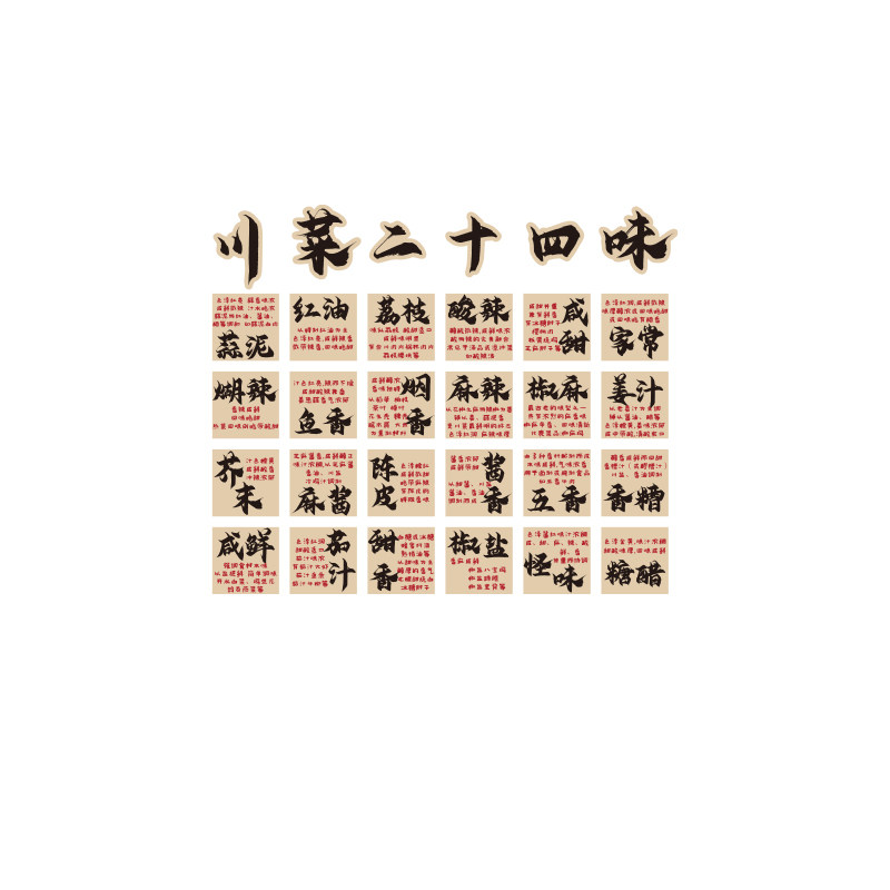 四川湘菜二十四24味墙面装饰餐饮江湖饭馆火锅布置贴纸文化特色风
