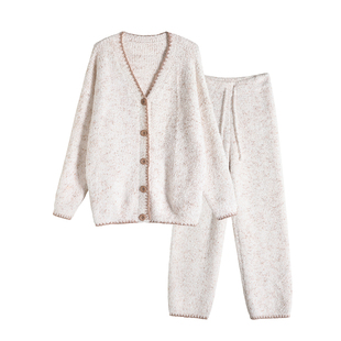 【新品】孕妇月子服秋冬产后半边绒居家服两件套孕期保暖哺乳睡衣