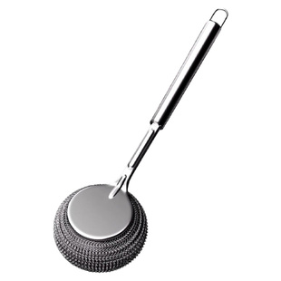 不锈钢锅刷长柄洗锅刷清洁刷子家用大号钢丝球带手柄去污刷锅神器