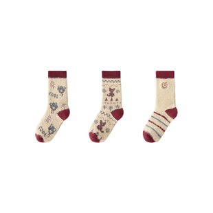 儿童厚袜子秋冬款加绒加厚保暖袜男童女童冬天水貂绒宝宝中长筒袜