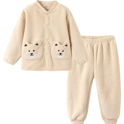 巴拉巴拉半边绒冬儿童家居服套装