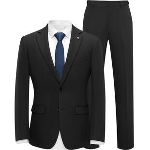 HLA/海澜之家修身仿毛套装25秋季新款平驳领弹力松紧腰西装套装男