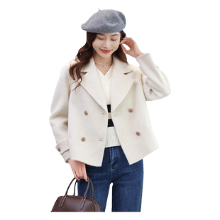 短款小香风毛呢外套女2026年新款女装韩版黑色双面羊毛大衣女上衣