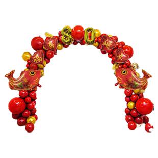 农村80岁寿宴气氛布置气球拱门60生日70过寿90大寿贺寿酒店装饰