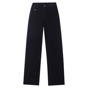 直筒牛仔裤女2026秋冬新款爆款小个子显瘦加绒裤子黑色窄版阔腿裤