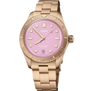 【品牌直营】ORIS豪利时潜水65年复刻青铜柔粉色盘棉花糖机械腕表