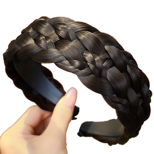 发箍假发一体真发麻花辫鱼骨辫2024新款编发头箍发卡高颅顶遮白发
