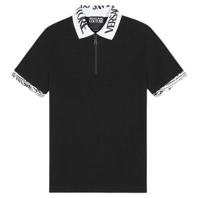 【季末优惠】VERSACE JEANS COUTURE 男士印花珠地棉Polo衫