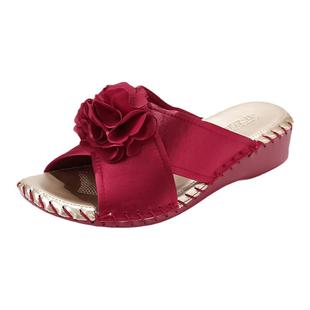 Pansy盼喜日本室内拖鞋女居家用地板坡跟防滑静音手工家居鞋四季