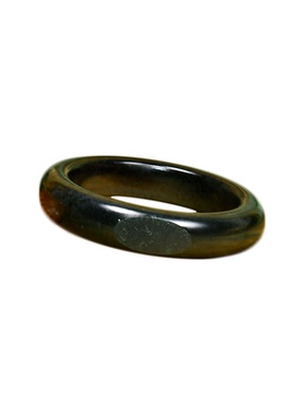 紫润轩新疆和田玉籽料手镯黑青玉58 5MM留皮哑光保真天然玉镯收藏