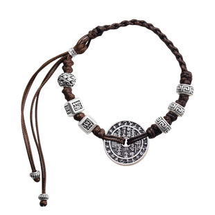 足银990山鬼花钱手绳纯银手链手工编织国风手绳2025新款