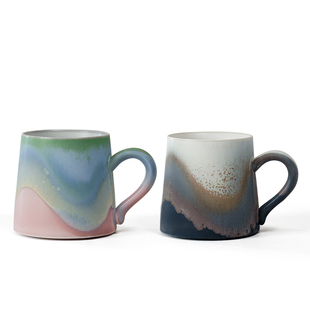 象上浅山情侣杯子高级感新婚礼物咖啡对杯陶瓷马克杯水杯带盖