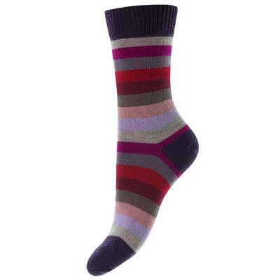 英国进口女士条纹短筒软羊毛袜