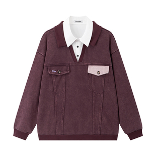 【买一送一】明星同款PSYCHOS一键叠穿复古夹心V领假两件卫衣男女