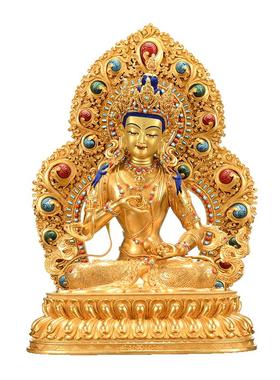 藏式鎏金金刚萨埵铜器摆件带背光