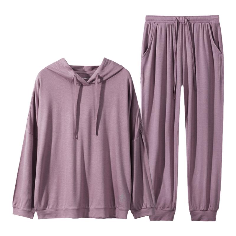 Schiesser舒雅家居服女士春夏季薄款运动户外套头连帽套装休闲服