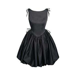 SainteYunne上与【白茶茉莉】贵气绑带连衣裙秋季新品花苞裙LQ812