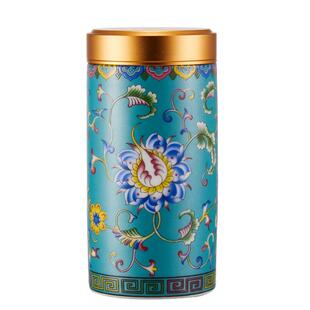 茶叶罐陶瓷珐琅彩迷你小号锡盖密封罐家用储物罐旅行便携茶仓空罐