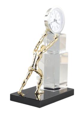 水晶推钟人个性钟表座钟装饰摆件