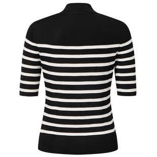 【精简通勤】NAERSI娜尔思经典圆领条纹短袖针织衫女夏季上衣