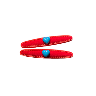 韩国小众红蓝色爱心丝绒发夹女新年碎发边夹刘海一字夹头饰发卡