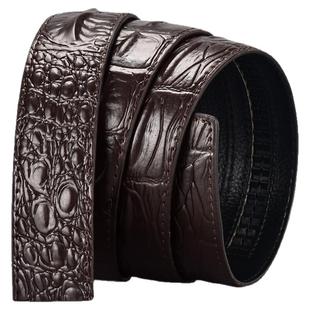 无头皮带男真皮自动平滑扣3.5卡槽不带头裤带滑道没扣鳄鱼纹腰带