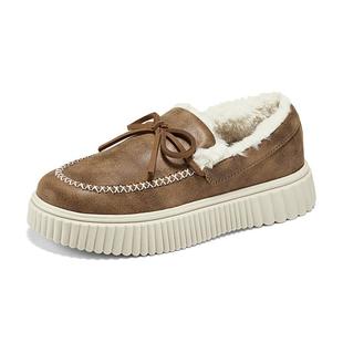 斯凯奇奶贝鞋|秋冬女加绒乐福鞋毛毛鞋保暖豆豆鞋时尚休闲厚底鞋