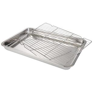 不锈钢沥油盘带过滤网长方形方盘控油滤架沥水网冷却架有脚烧烤网