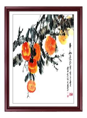 新中式风免打孔竖款电表箱装饰画