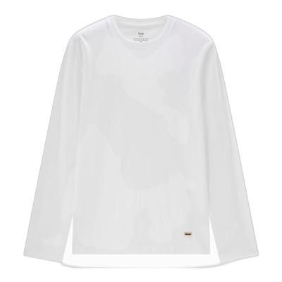 长袖休闲男纯棉双面布织标T恤