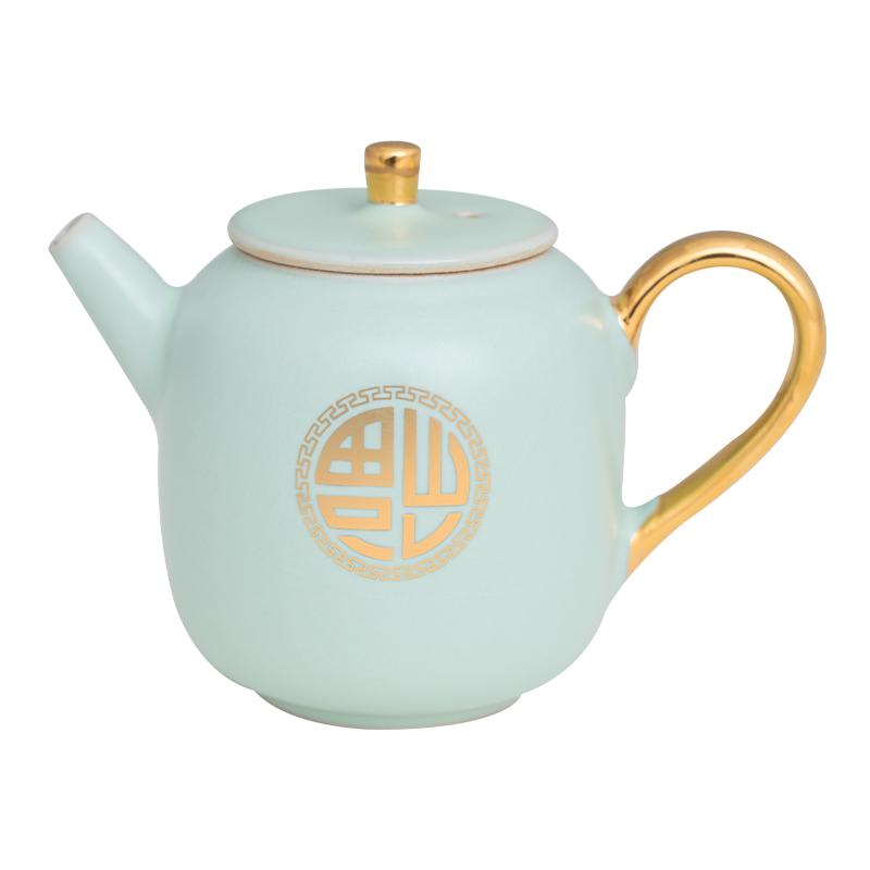 福香满溢汝窑陶瓷功夫茶具套装一壶四杯茶叶罐礼盒款办公商务送礼