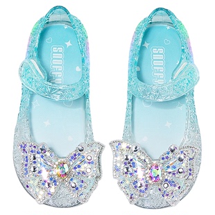 【闪灯鞋】斯纳菲女童果冻凉鞋爱莎发光公主夏季沙滩宝宝包头凉鞋