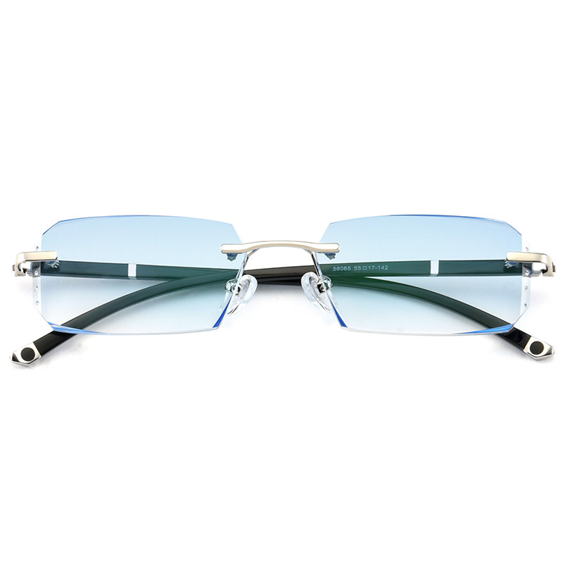 无框眼镜变色近视眼镜成品男款 纯钛钻石切边眼镜配商务眼镜框架