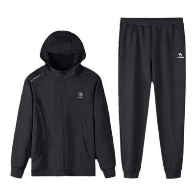 骆驼运动套装男2025春季连帽外套夹克上衣运动登山跑步裤两件套女