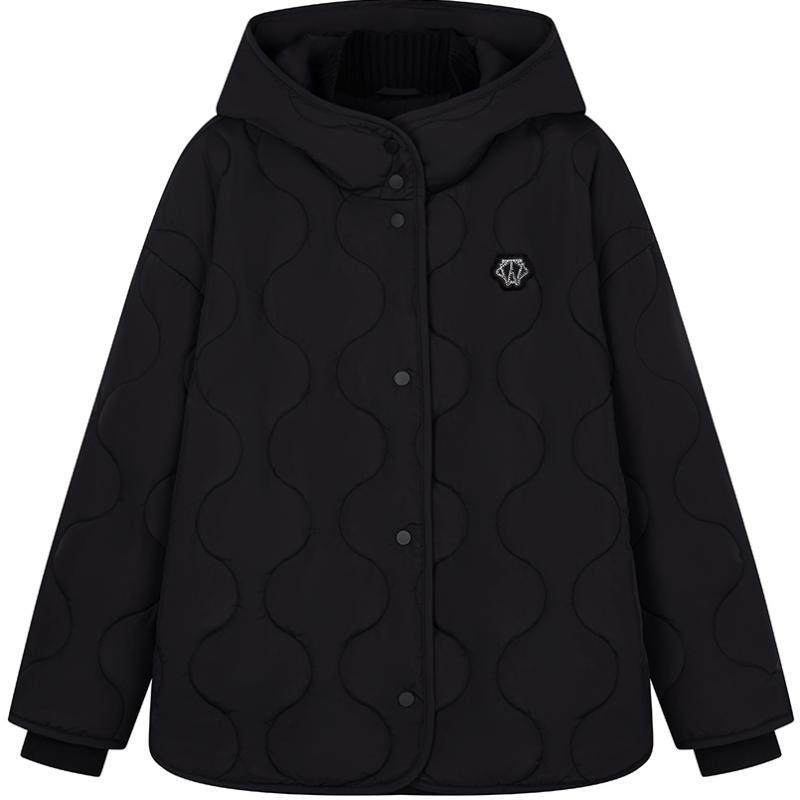 TeenieWeenie小熊女装棉服冬款时尚舒适宽松菱形格绗缝连帽外套