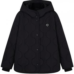 TeenieWeenie小熊女装棉服冬款时尚舒适宽松菱形格绗缝连帽外套