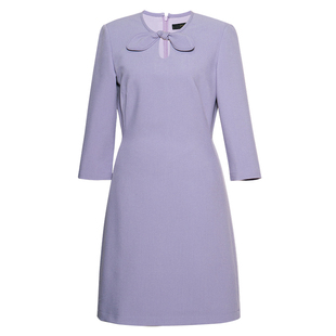 罗衣气质减龄镂空七分袖连衣裙女春季洋气番红花紫修身裙子11590