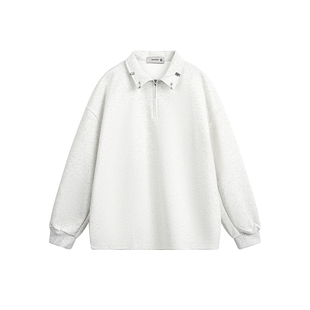 BOYUE帛跃美式重磅金属扣半拉链翻领卫衣男女痞帅休闲街头长袖T恤