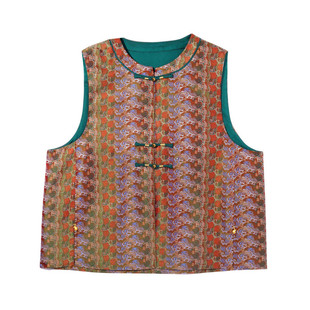 新中式马甲女装万事如意桑蚕丝马夹张和才蜀锦秋冬款日常轻奢开衫